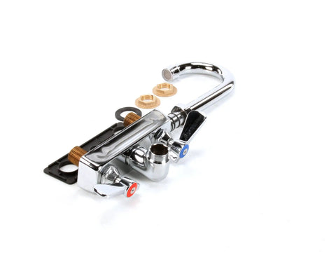Stainless Steel Splash Mount Faucet K-59-X Three And A Half Inch For Commercial Kitchens And Foodservice, shown with fittings