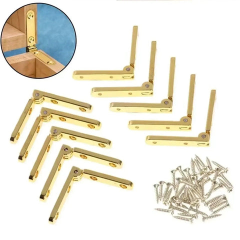 10 Pack 90 Degree Hinges For Wooden Boxes Zinc Alloy Folding With Screws Bronze Finish Heavy Duty Cabinet And Furniture Hardware