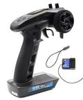 Six Channel RC Transmitter with FS-BS6 Receiver for Cars and Boats, Flysky ready, showing controller and receiver kit