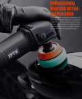 Person using Mini Car Polisher Kit For Auto Detailing With 750W Buffer, Smooth, Low-Vibe Operation on car surface