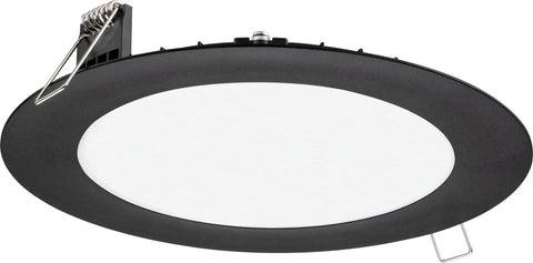 6-Inch Round LED Recessed Downlight Wafer With 5-In-1 Switchable Color Temperature, 120V, Ultra-Thin Flat Trim, Matte Black Finish