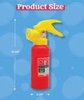 Automatic Bubble Blower Fire Extinguisher Style Bubble Machine with 230 Ml Bubble Solution, red and yellow, product size.