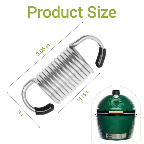 Hinge Spring Replacement For Kamado Grills Heavy Duty 304 Stainless Steel Lid Support Fits MiniMax Large XL XXL Models Two Pack To Fix No Sag Lid And Smooth Open Close Action, product size details