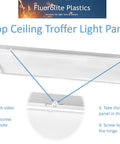 Clear Acrylic Prismatic Ceiling Panels For Fluorescent Lighting Overhead Fixtures Custom Size 8 Pack Heavy Duty 0.125 Inch Thick Lens Diffuser Panels For Office Shop Garage And More installation instructions.