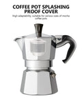 Image of a coffee pot with a Two Pack Aluminum Coffee Pot Spout Cover Splash Guard For Espresso And Mocha Pots No Mess Spills Easy Fit For Various Pot Sizes Durable Aluminum Splash Guard Ideal Maker Supplies displayed.