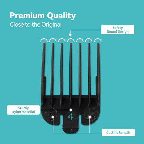 10 Piece Clipper Guard Set For Most Clippers With Holder Replacement Guides 1/16 To 1 Inch Nylon Construction Black