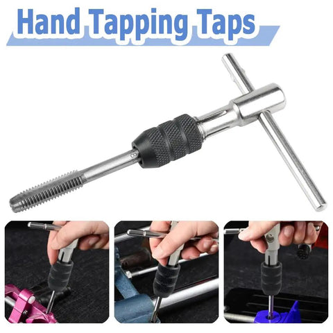 Tap Wrench Tool Set With Adjustable T Handle And Metric Plug Taps M3 M4 M5 M6 M8 For Metal Aluminum Plastic Wood Mesee 6 Piece