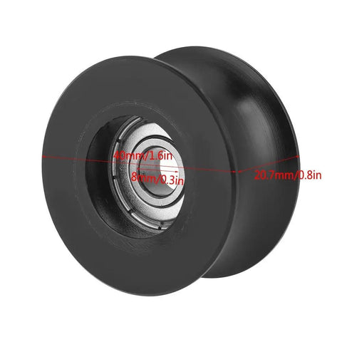 U Pulley Roller For Sliding Doors And Windows Track Systems U Shape Wheel With Slick Lubrication Durable 8x40x21mm Pulleys Replacement Drive Gear Heavy Duty Hardware Track Components Set Of 4, black metal wheel with 8mm bore