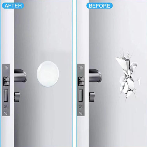 Protect walls and doors with 12 clear rubber bumper shields featuring self-adhesive backing; cushions door handles from damage.