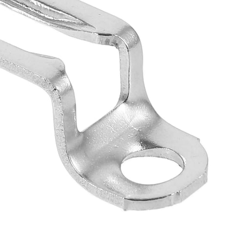 Close-up of heavy duty stainless steel connector from the Heavy Duty Stainless Steel Furniture Fastener Kit With Invisible Three In One Connectors And Knockout Joint Screws For Straight Shots On Tight Cabinet Fixes Today.