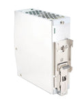 Industrial Power Supply NDR 120 24V 5A 120W Rail Mount Ready, AC Input 100 240V, Built For Heavy Duty Industrial Use and Stable Output That Keeps Your Rigs Running Smooth silver metal rail-mount power supply with vented top