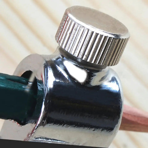Heavy Duty Adjustable Carpenter Scribing Divider Precision Woodworking Marking Compass Rock Solid Zinc Alloy Layout Tool close-up of locking mechanism.