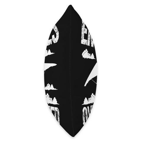 Side view of the Soaring Hang Glider Pilot Throw Pillow for Home Decor And Flight Enthusiasts Dope Cozy Cushion, black design.