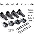 Complete set of Heavy Duty Retractable Caster Swivels With Foot Release Brake 2.5 Inch Polyurethane Wheels and mounting hardware.