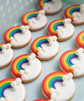 Sweet Rainbow Cloud Fondant Molds Set Of 4 for cake decorating with colorful rainbow and cloud fondant toppers on cookies