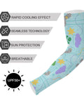 Dope Dinosaur Print UV Arm Sleeves With Anti Slip Ice Silk Cooling Covers Keeping You Chill And Dry During Runs Or Drives While Stretchy Unisex Fit with UPF50+ for sun protection.