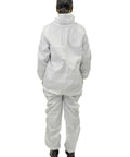 Back view of MicroMax Protective Disposable Coveralls For Paint Job And Cleanup With Respirator Fit Hood White Large 25 Pack Microporous Coveralls