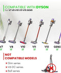 Illustration of Go To Pet Grooming Vacuum Attachment compatible with Dyson V7 V8 V10 V11 V15 models, not compatible with others.