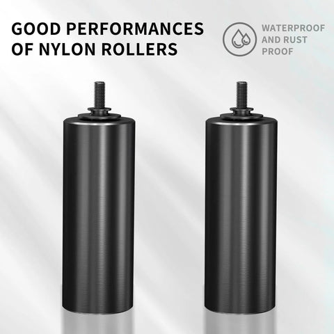 Close-up view of 4 Inch Gate Roller Guide With L Bracket Universal Adjustable Heavy Duty Sliding Gate Rollers, nylon material.