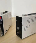 Heavy Duty Electric Wire Stripper For No Mess Cable Prep And Razor Sharp Cutting, shown from side and back view.