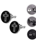Premium Titanium Steel Cross Cufflinks For Men Set Durable And Polished Decorative Shirt Fasteners Classic Fashion Accessory Black