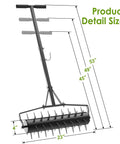 Rolling Lawn Aerator 23 Inch With Heavy Duty 2 Inch Star Shaped Spikes And Adjustable Height Handles Manual Garden Aerator Tool
