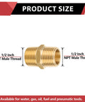 Pack Of 5 One Half Inch Brass NPT Male Hex Nipples For Copper Brass Or Iron Pipe Connections Straight Adapters Durable Corrosion Resistant
