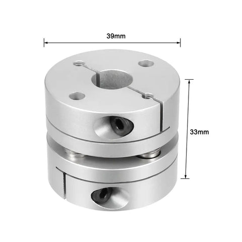 Beefy 12.7mm To 12mm Bore Flexible Diaphragm Motor Shaft Coupling Joint With Clamp, Aluminum Hubs, 39x33mm, for Servo or Stepper Motors