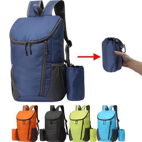 Ultralight Foldable Backpack For Hiking And Cycling Portable Travel Rucksack With Wide Main Compartment Multiple Pockets Water Resistant Nylon Bag For Outdoor Adventure Black, various colors shown in compact form