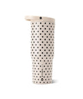 32 Oz Insulated Stainless Steel Water Bottle With Fly Polka Dot Drip And French Vanilla Finish Reusable Sport Flask side view with lid