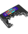Universal Battery Tester for AA AAA C D and 9V Batteries Black Handheld Battery Checker for Household Cells Easy Readouts For Quick Battery Life Status, black handheld battery tester with 9V and AA slots