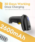 Long Range Wireless 1D Barcode Scanner With USB Receiver, 400m Open Air and 100m Indoor Range, All Day Battery Life With 2600mAh