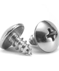 Top Grade Heavy Duty 100 Pack Stainless Steel Wood Screws Number 4 Quarter Inch Truss Head Phillips Drive close-up view