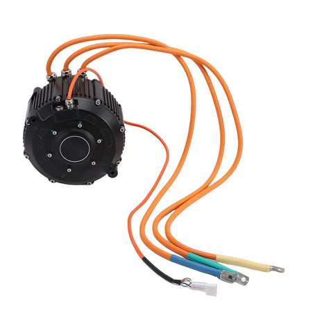 Beast 10KW Mid Drive Electric Bike Motor PMSM With Hall Sensor IP67 5000RPM 93 Percent Efficiency, shown with cables