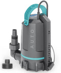 Automatic Sump Pump With Auto On Off Sensor, One Half Horsepower Submersible Utility Pump Delivers 3159 GPH shown in grey with teal handle