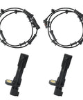 4Pc Abs Wheel Speed Sensor Assembly For 2007 To 2017 Jeep Wrangler Jk With 3.6 Liter Or 3.8 Liter Engines showing two sensors and wiring harness.