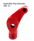 Manual Cast Iron Pipe Bending Tool For Galvanized, Al Alloy, And PVC Pipes. 1in diameter pipe bender attachment in red.
