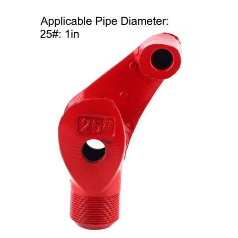 Manual Cast Iron Pipe Bending Tool For Galvanized, Al Alloy, And PVC Pipes. 1in diameter pipe bender attachment in red.