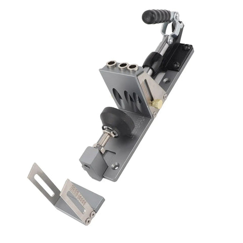 Heavy Duty Adjustable Aluminum Pocket Hole Jig Kit Featuring Precision Angle Guide and Step Drill Wrench for smooth DIY.
