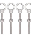 Heavy Duty Eye Bolt Set Of 4 Beefy 316 Stainless Steel Shoulder Eyebolts With Nut And Washer, Marine Grade Threaded Eyebolts for lifting or hanging.