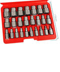 Rock Solid 25PC British System Screw Extractor Kit Made From Tough Molybdenum Steel For Torquing Stubborn Hex Bolts And Studs On Classic UK Spec Cars, red case