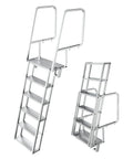Flip Up Dock Ladder For Boats And Docks, 4 Steps, 350 Lbs Capacity, Wide Non Slip Aluminum Steps, Lightweight Durable Marine Stair For Dock access