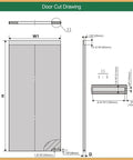 Concealed Sliding Door Hardware Kit With Soft Close And Floor Rail, Lightweight Hidden Track Wall Mount System technical drawing