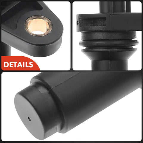 Engine Crankshaft Position Sensor For Infiniti And Nissan Vehicles 2007 2014 Plug And Play Fits G35 G37 Q50 Q60 Q70 EX35 FX35 FX37 JX35 M35 M37 M35h 350Z 370Z GTR Maxima QX50 QX60 QX70 And More. black 3-pin sensor close-up