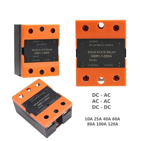 Zero Cross Solid State Relay For Single Phase DC To AC Control SSR 25DA 40DA Heavy Duty Industrial Relay With Wide Voltage And Current Options Rock Solid Sealed Housing For Tough Industrial Control Systems, orange black housing