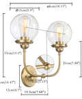Antique Brass Double Sconce Wall Light With Clear 5.9 Inch Globe Shade, Dope Classic Vibe For Bedroom Living Room Bathroom Hallway