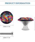 Bright Colorful Round Art Cabinet Knobs 2 Pack with Screws, 1.1in dia, stainless steel for dressers, cabinets, kitchen doors.