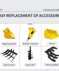 Towable Backhoe Loader With Heavy Duty Bucket For Earthmoving Equipment, accessory options for tough jobs, easy transport.