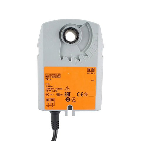 Heavy Duty Spring Return Damper Actuator With 2.5 Nm Torque 24V AC DC Mechanical Valve Driver For Hvac Duct Climate Control Solid Quick Hookup front view with labeled specifications.
