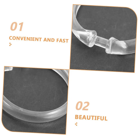 Close-up of clear plastic clips from 12 Pack Round Shower Curtain Rings Plastic Hooks For Bathroom Inner Diameter Easy Glide